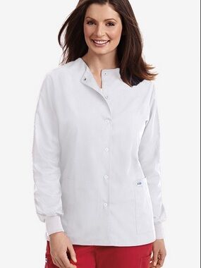 MOBB White Snap-Front Medical Jacket Lab Coat M